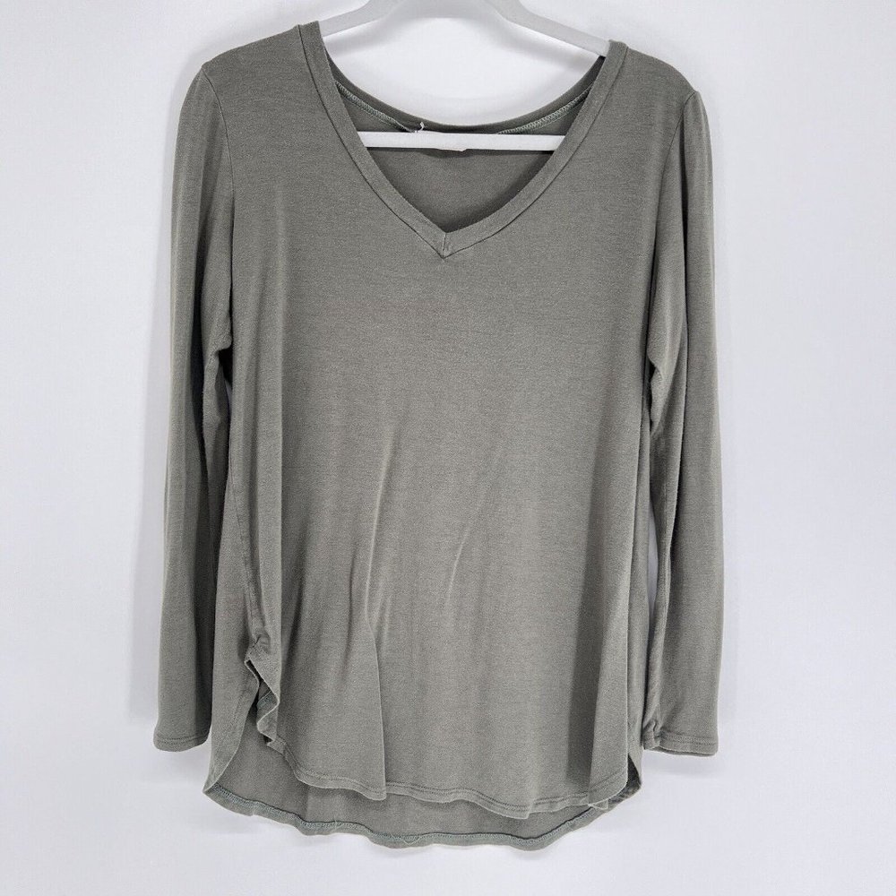 A. Gain Green Long Sleeve Tunic Blouse Loose Made In USA Large